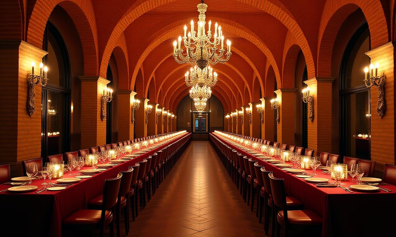 Allestimento elegante per evento privato con vista sulle arcate storiche